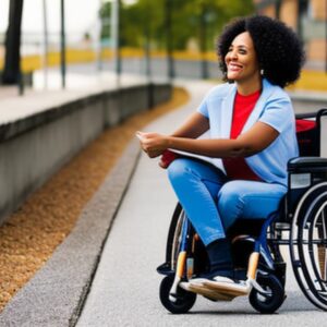 African American woman in a wheelchair